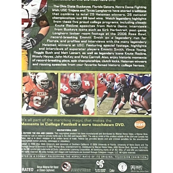 Great Moments In College Football DVD Sports Florida Notre Dame Ohio USC Texas - Picture 7 of 7